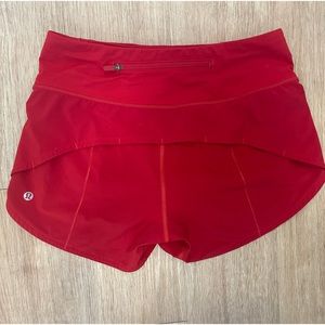 Lululemon Size 4 Speed Up Shorts. Red.